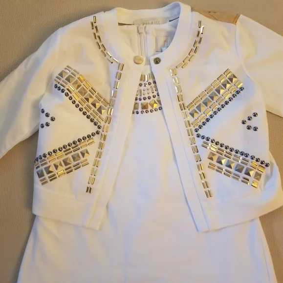 Alviero Martini Kids dress with jacket in gold.